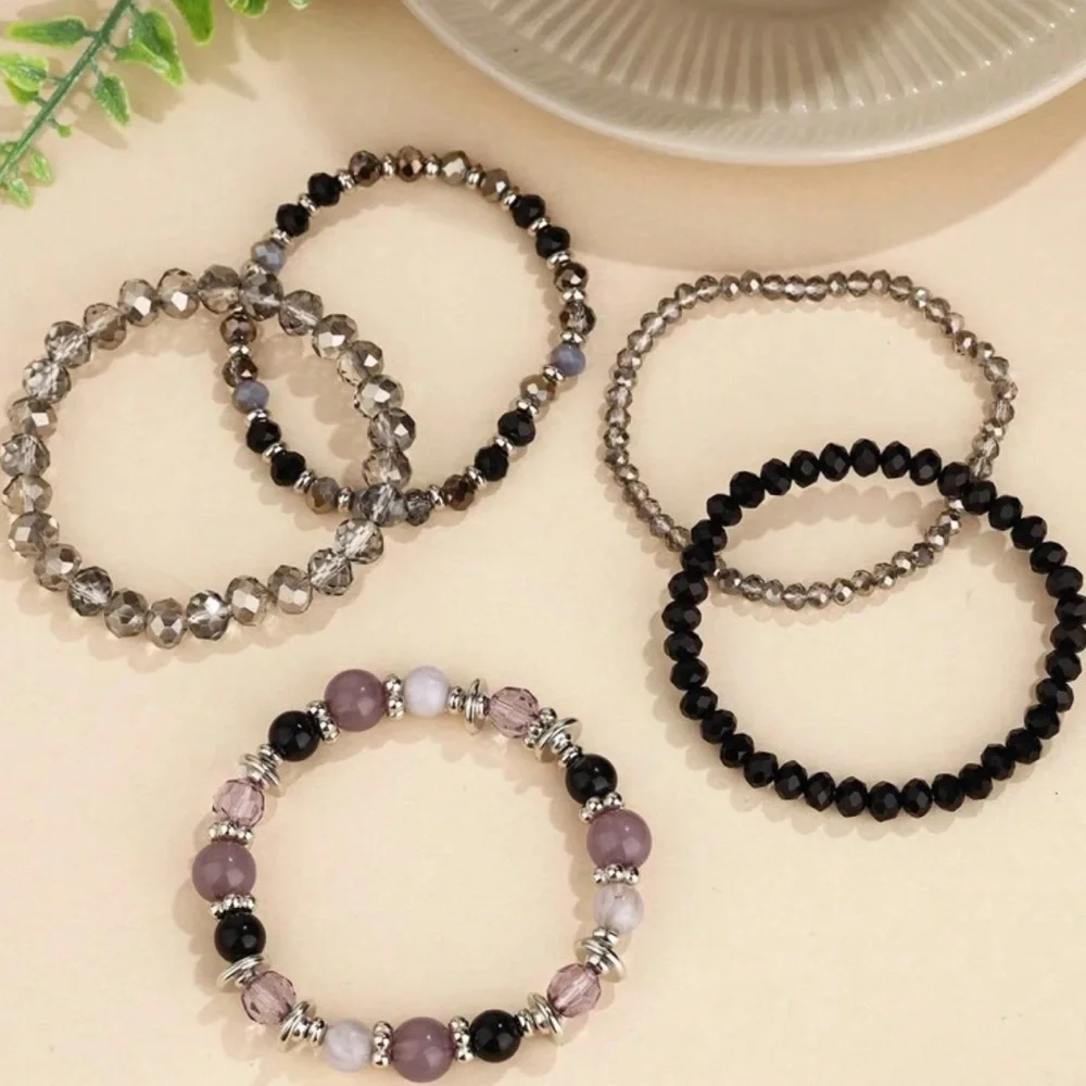 🌹 Set‎ of 5 Beaded Stackable Bracelets